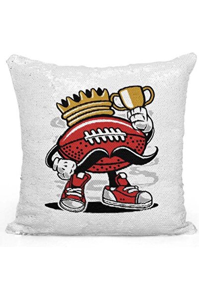 Generic Winner Themed Sequin Decorative Throw Pillow White/Red/Silver 40x40cm