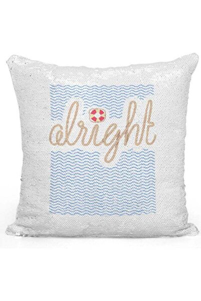 Generic Alright In Sea Sequin Decorative Throw Pillow White/Red/Silver 40x40cm
