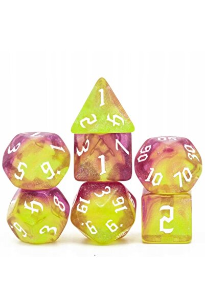 NO BRAND Set de 7 zaruri Roșu Galben Portocaliu D4-20 K20 RPG D&D MTG Baldur ...