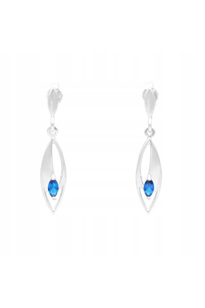 NO BRAND Cercei din argint cu zirconiu cubic în formă de lacrimă, tip safir