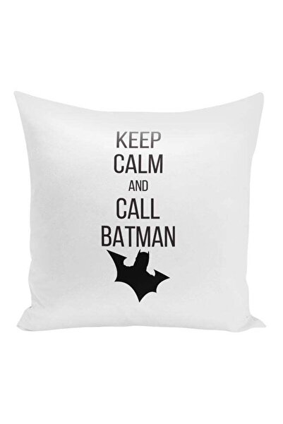Generic Keep Calm And Call Batman Printed Decorative Pillow White/Black 16x16...
