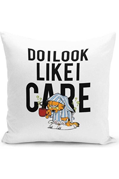 Generic Do I Look Like Care Garfield Themed Throw Pillow White/Pink/Orange 16...