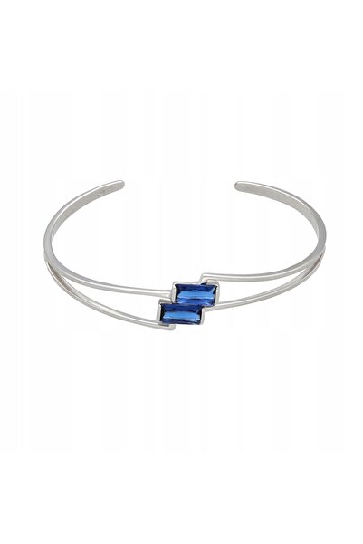NO BRAND Brățară rigidă cu pietre de zirconiu safir