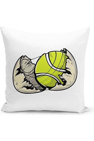 Generic Tennis Ball Shell Design Decorative Pillow White/Green