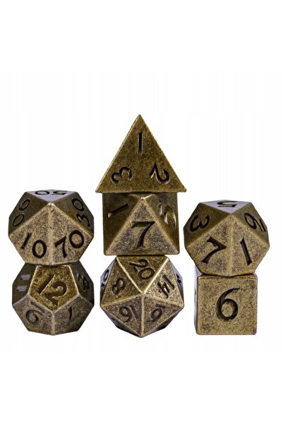 NO BRAND Set de 7 zaruri metalice din cupru D4-20 K20 RPG D&D MTG Joc de soci...