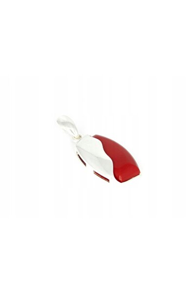 NO BRAND Wisior cu coral și argint neted