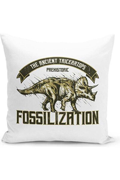 Generic Ancient Dinosaur Themed Decorative Throw Pillow White/Grey/Black 40x40cm