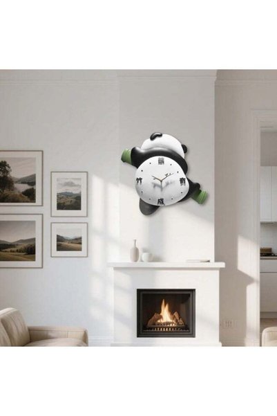 Generic 23 Inch Large Silent Wall Clock, Panda with Bamboo Design Wall Decor ...
