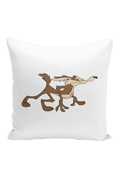 Generic Road Runner And Coyote Printed Decorative Pillow White/Brown/Beige 16...