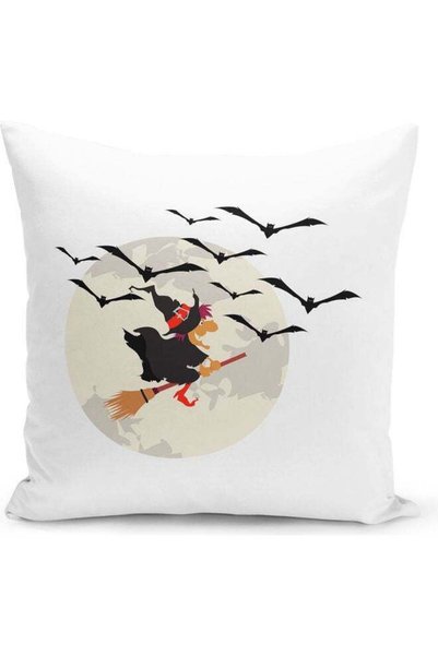 Generic Flying Broom Design Decorative Throw Pillow Multicolour