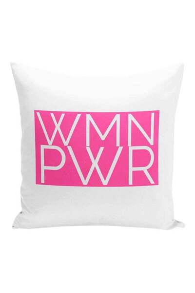 Generic WMN PWR Decorative Pillow White/Pink 16x16inch