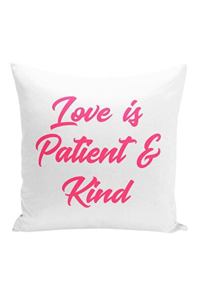 Generic Love Is Patient And Kind Couples Decorative Pillow White/Pink 16x16inch