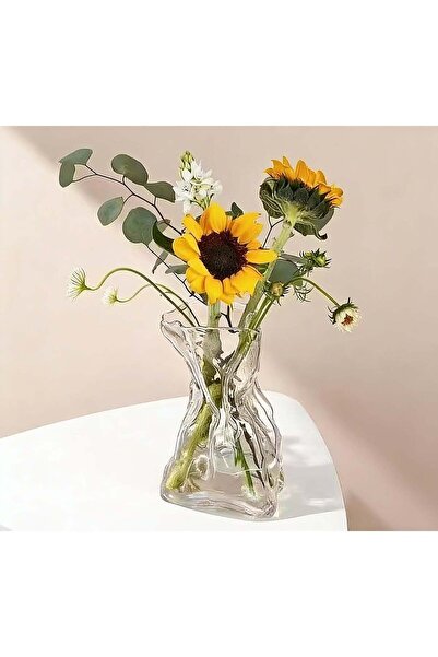 Generic Creative Clear Glass Vase Craft Aesthetic Decorative Small Flower Vas...
