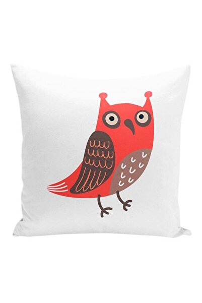 Generic Cartoon Owl Decorative Pillow White/Red/Black 16x16inch