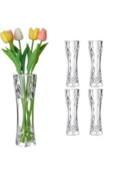 Generic 4 Pcs Acrylic Glass Bud Vases for Centerpiece Christmas Clear Plastic...
