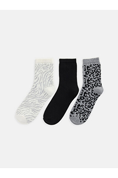LC Waikiki Sparkling Choices Leopard Embroidered Women's Socks 3-Piece from S...