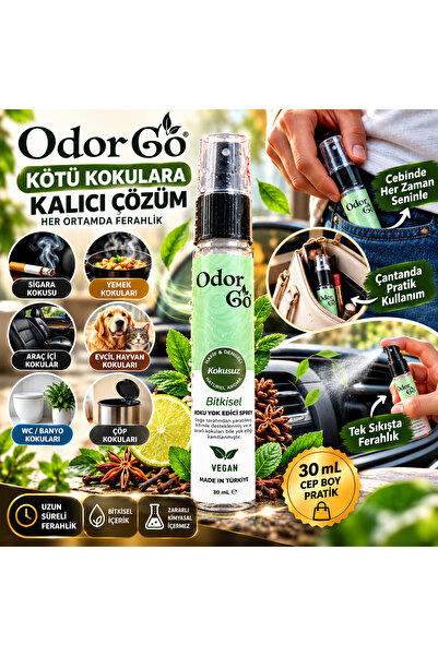 Sigara, Yemek ve Ter Kokularına Karşı Pratik Kullanım,Bitkisel Koku Yok Edici Sprey 30 ml Cep Boy