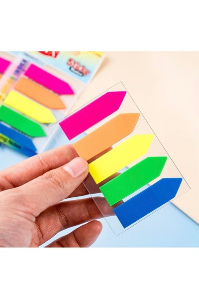 FREE PALACE 4Pcs of 5 Transparent Adhesive Arrow Markers - Neon Colored Page Markers S