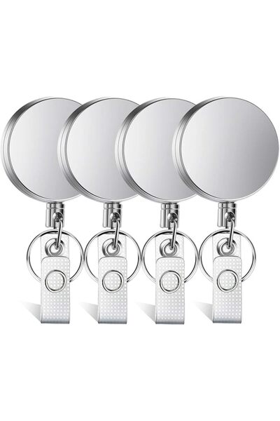 selizo 4 Pieces Retractable Badge Holder Heavy Duty Badge Reels ID Holder wit...
