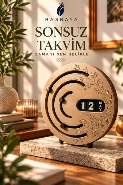 Basbaya Dekoratif Sonsuz Takvim – Ayarlanabilir Masaüstü Takvim