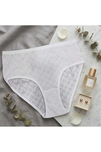 RIVANI Women's White Lace Panties 8 Pieces Heart Model