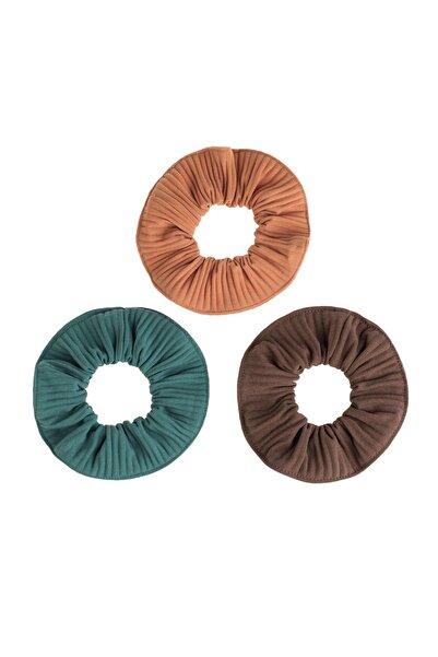 OEM Elastice Păr Textile Teracora Maro Petrol pentru femei - 3buc – ții părul...