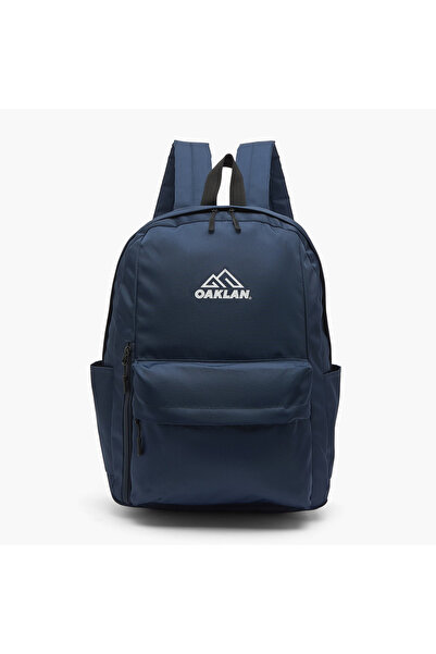 Oaklan by Shoexpress Logo Print Backpack for Kids 13+ Years with Front Pocket
