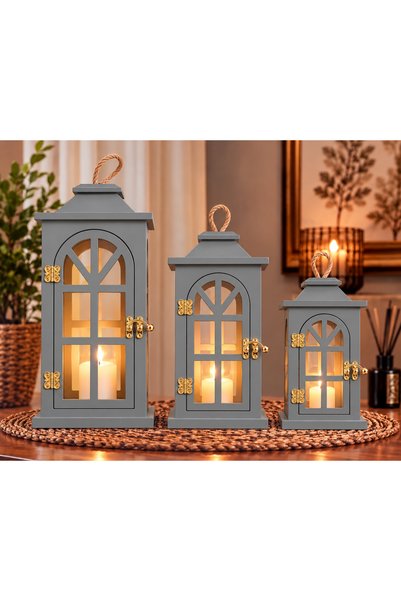 Colorido Candles COLORIDO 3 LÜ DEKORATİF FENER & MUMLUK SETİ BÜYÜK, ORTA, KÜÇ...