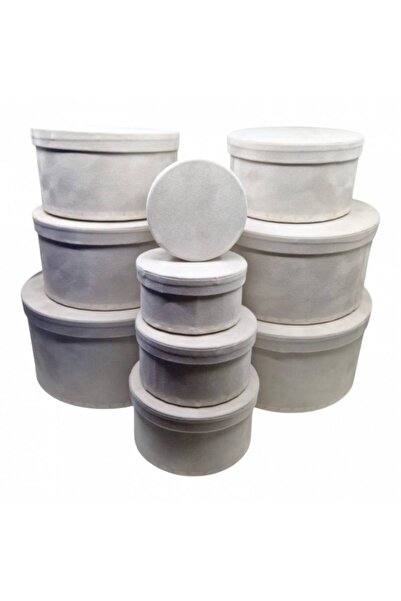 OEM Set of 10 Round Velvet Boxes for Flowers, Arrangements and Gifts, White