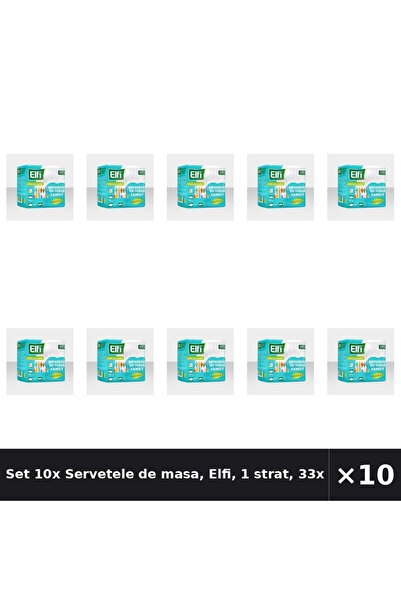 Elfi Set 10x Servetele de masa, Elfi, 1 strat, 33x33 cm, alb, 80 buc/set