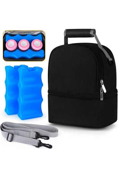 KASTWAVE Breastmilk Cooler Bag with Ice Pack, Double Layer Breast Pump Bag fo...