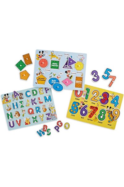 Melissa & Doug Disney Peg Puzzle Bundle-Alphabet, Numbers, Shapes & Colors