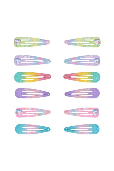 OEM Clame Metalice pentru copii Rainbow Glitter Unicorn 5cm - 12buc – ai o re...