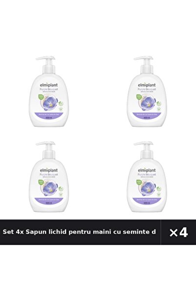 ELMIPLANT Set 4x Sapun lichid pentru maini cu seminte de in si lapte din orez...