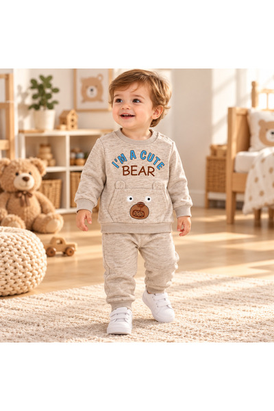 buzy kids concept Teddy Bear Printed 3-Strand Drawstring Baby Boy / Child Tra...