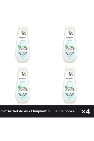 ELMIPLANT Set 4x Gel de dus cu ulei de cocos, 750 ml