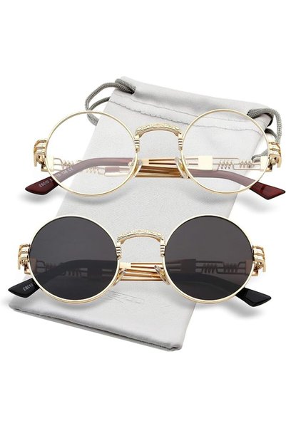 AIEYEZO Round Flip Up Sunglasses for Men and Women Rave Flip Glasses 90's Ret...