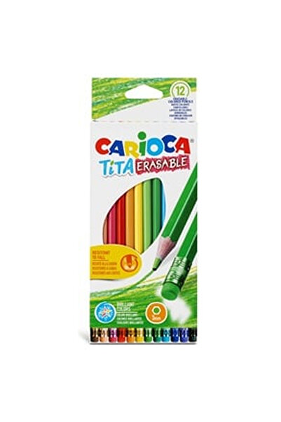 OEM Комплект тънки цветни моливи Carioca с гумичка - 12 броя