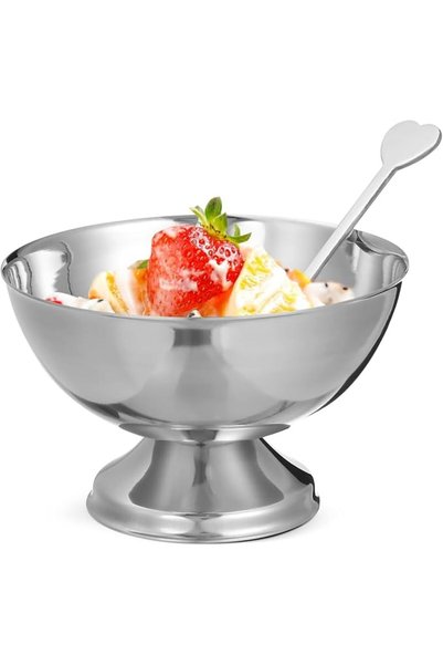 TERRIFI 2 Pcs Stainless Steel Dessert Cups with Elegant Footed Base and 2 Spo...