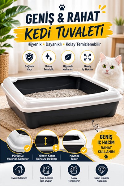 CKV CENTER Kedi Tuvaleti Açık Tuvalet Kabı Kürek ile Gönderilir