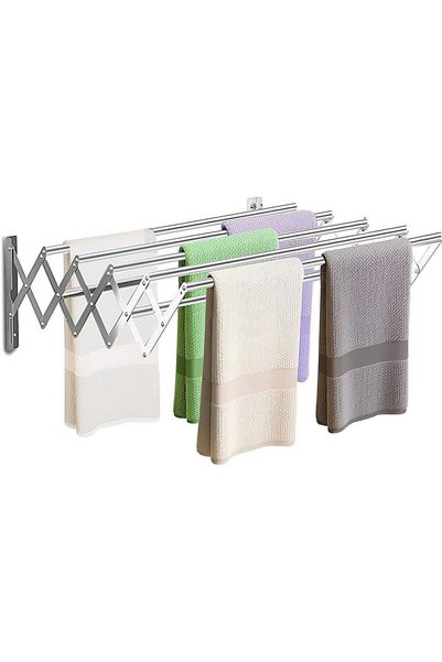 Gennext Wall Mountedclothes Drying Rack Foldable, Rust Resistant Accordion Re...