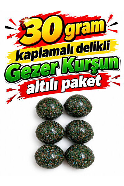 30 gram kaplamalı delikli Gezer Kurşun 6'lı paket 6 x 30 toplam 180 gram