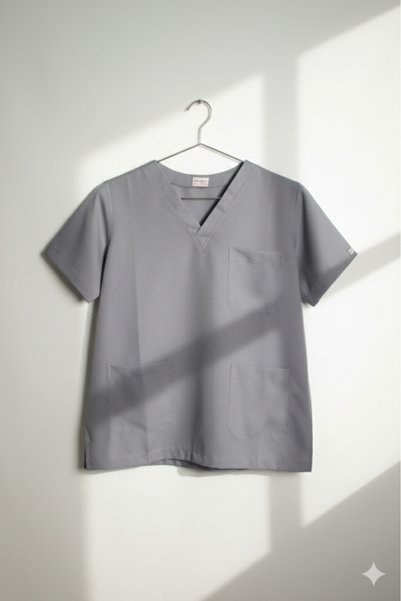 Rukn Ahlam Women's Medical Scrub Set - Gray |   Korean Raw Material Polyester