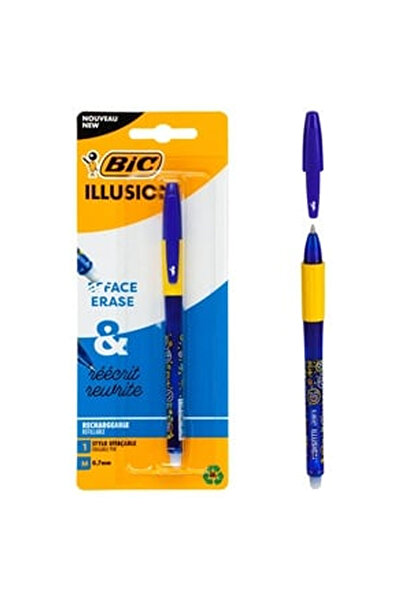 OEM BIC Illusion 0.7мм синя термочувствителна химикалка с мастило и гумичка