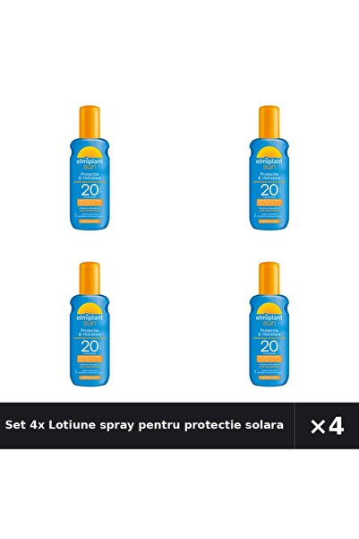 ELMIPLANT Set 4x Lotiune spray pentru protectie solara SPF 20, 200 ml,