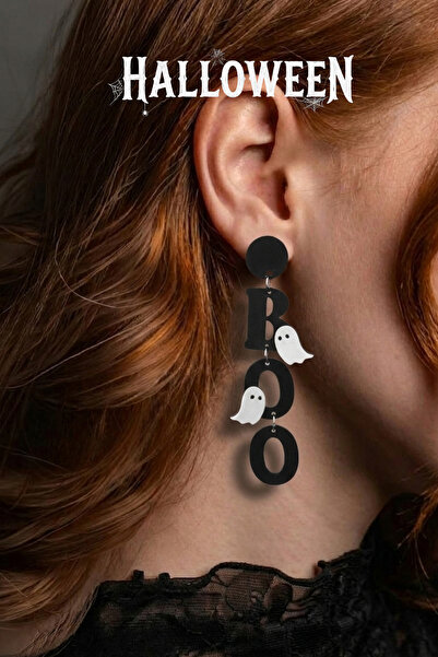 Happiears Halloween Boo Ghostly Black Dangle Earrings