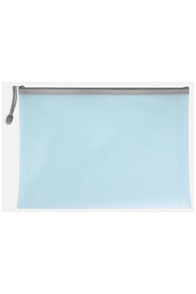 OEM Mapa cu Fermoar Transparenta Bleu cu Plasa 33x25cm