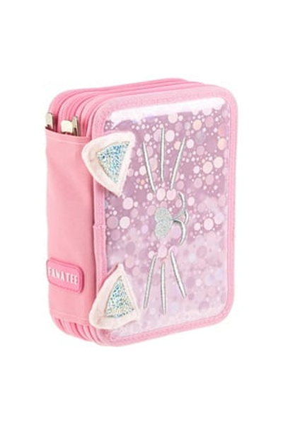 OEM Penar Echipat Triplu Roz cu Model Pisica 21x6x15cm