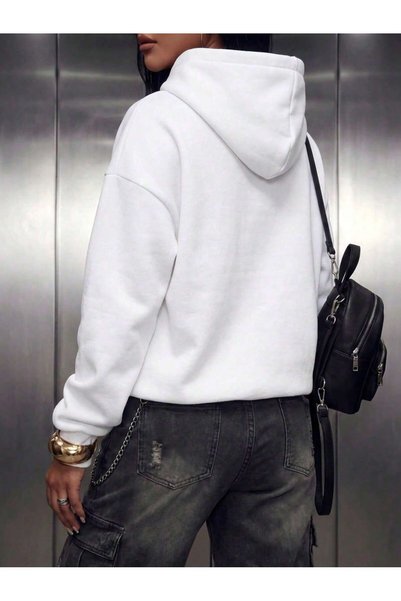 Mügerella EST.2026 Women's Cotton 3 Thread Oversize Hooded Sweatshirt with Kangaroo Pocket