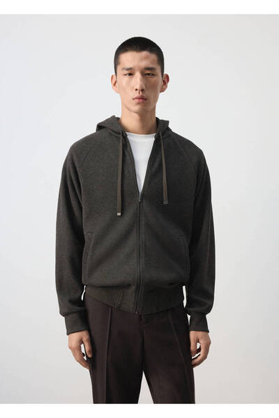 MANGO Man Fermuarlı kapüşonlu sweatshirt